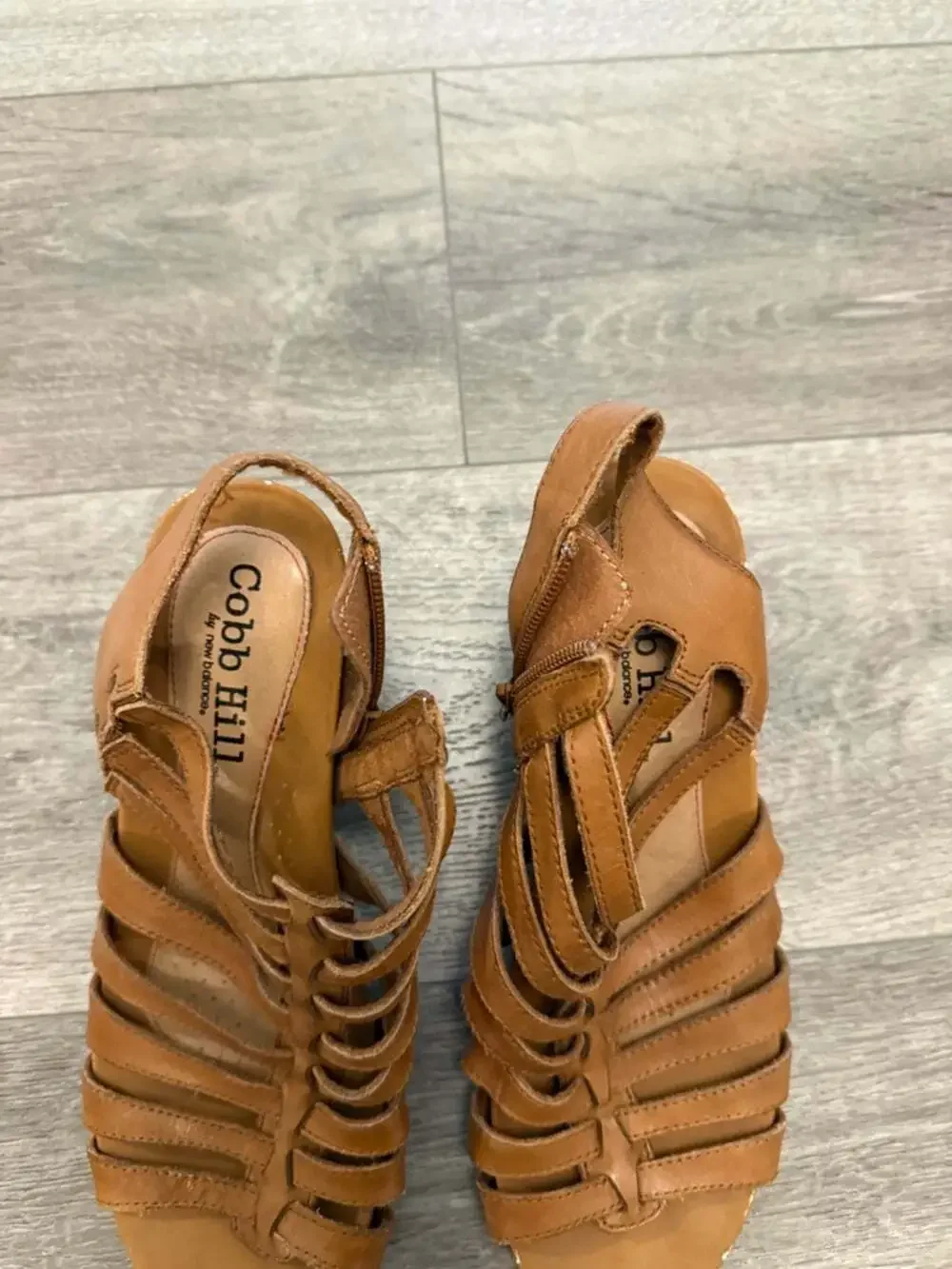 Cobb Hill Women's Tan Strappy Leather Block Heel Sandals size 39